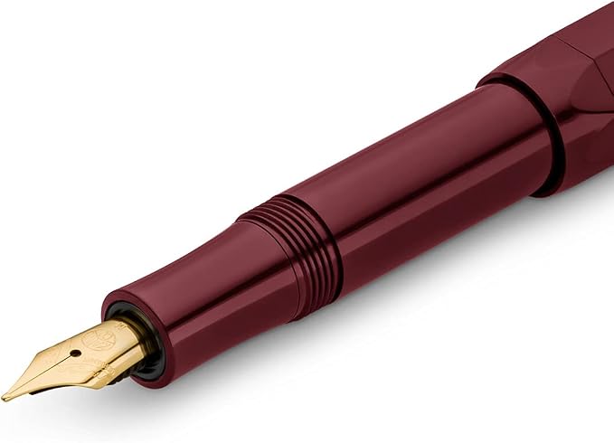 Kaweco CLASSIC SPORT Fountain Pen Bordeaux with 23 Carat Gold-Plated Steel Nib and Iridium Tip for Ink Cartridges I Sport Fountain Pen 13 cm I Nib: BB (Extra Broad)