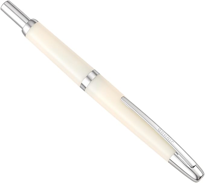 JINHAO 20 Press Retractable Fountain Pen F Nib With Writing Ink Converter White Silver Clip