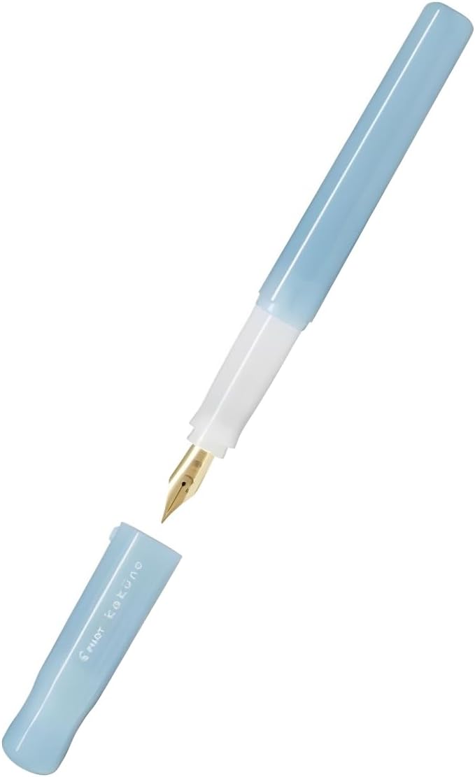 Pilot Kakuno Fountain Pen Madoromi Color Series, Gold (Smiley Face) Fine Nib, Perfect for Beginners and Creative Expression, Light Blue, PFKA-1MDLBF