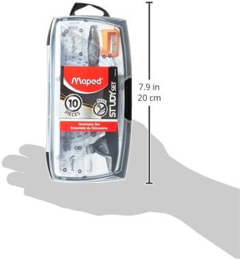 Maped Study Geometry 10 Piece Set - Advanced Student Kit - Precision Tools - Durable & Ergonomic Design - Enhances Creativity - Quality Materials | Advanced Student Kit - Precision Drafting Tools - Durable and Ergonomic Design - Enhances Creativity for...