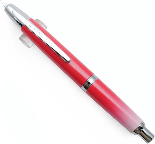 JINHAO 10 Press Fountain Pen, Retractable Metal Pen with Ink Converter (F Nib 0.5mm, Gradient Rose Red)