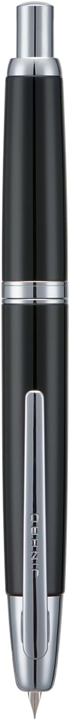 Jinhao 10 Press Fountain Pen with Box, Piano Black Retractable Fine Nib with Ink Converter Set (Silver Clip)