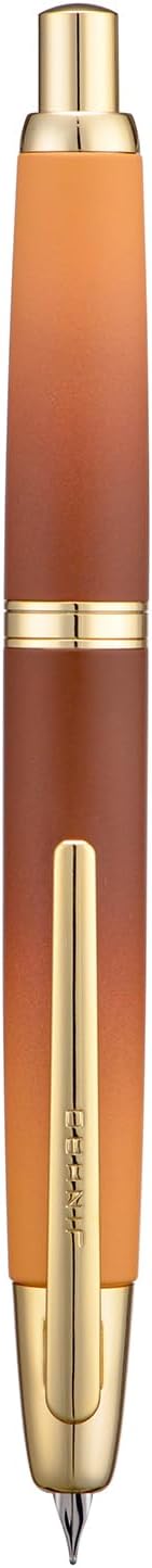 Jinhao 10 Press Fountain Pen with Box, Caramel Orange Gradient Retractable Extra Fine Nib with Ink Converter Set (Golden Clip)