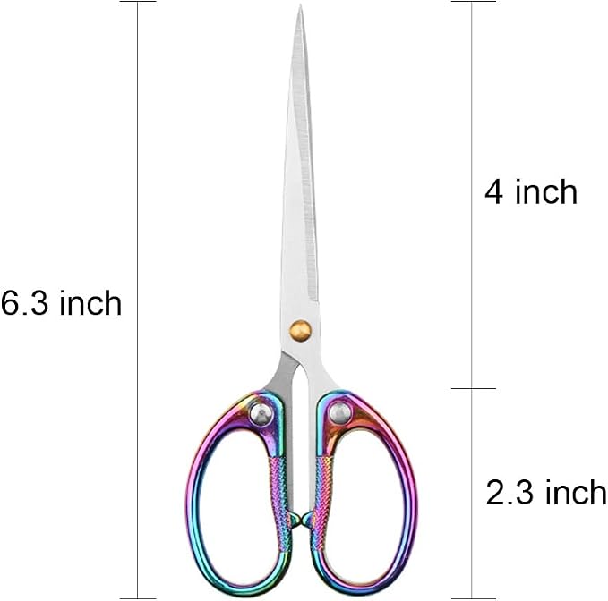 6.3-inch Small Craft Scissors, Sharp Blades Office Scissors for Desk, Stainless Steel All Purpose Scissors for Office, Home, School, DIY, Sewing, Fabric (Colorful)