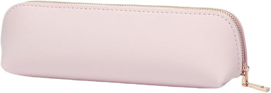Pencil Case Small Pencil Pouch Slim (Pink, Faux Leather)