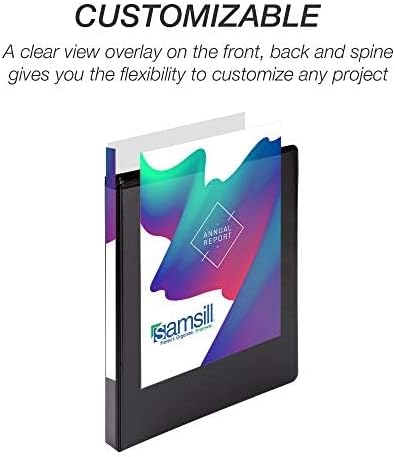 Samsill 8 Pack Durable 0.5 Inch 3 Ring Binders, Round Ring, Clear View Cover for Presentations, Black