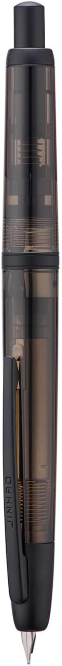Jinhao 20 Press Retractable Fountain Pen Medium Nib with Converter Resin Writing Gift Pen, Transparent Black
