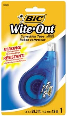 Bic Corporation Products - Correction Tape, 1/5quot;x39.4, Single Line, White - Sold as 1 EA - Wite-Out Correction Tape is fast, clean and easy to use. Single line goes on dry. Corrects mistakes