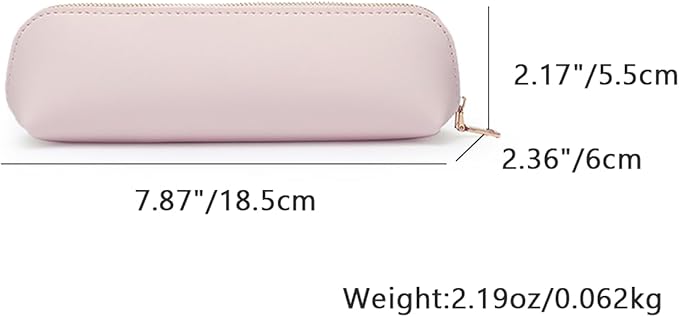 Pencil Case Small Pencil Pouch Slim (Beige, Faux Leather)