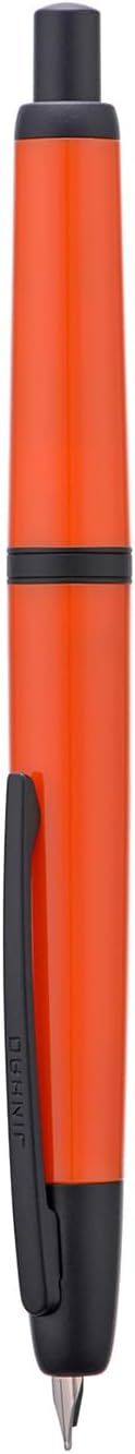 Jinhao 20 Press Retractable Fountain Pen Fine Nib with Converter Resin Writing Gift Pen, Dark Red with Black Clip
