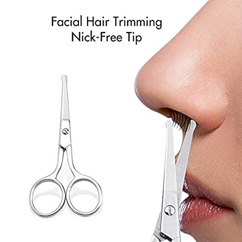 LIVINGO Nose Hair Scissors Rounded Tip Stainless Steel Beauty Shears | Straight Precision Blade, Multi-purpose Grooming, Eyebrow Eyelash Cuticle Facial Detail Care