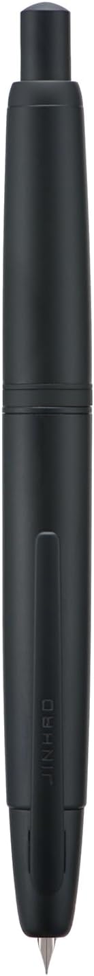 Jinhao 10 Press Fountain Pen with Box, Matte Black Retractable Medium Nib with Ink Converter Set (Clip Version)
