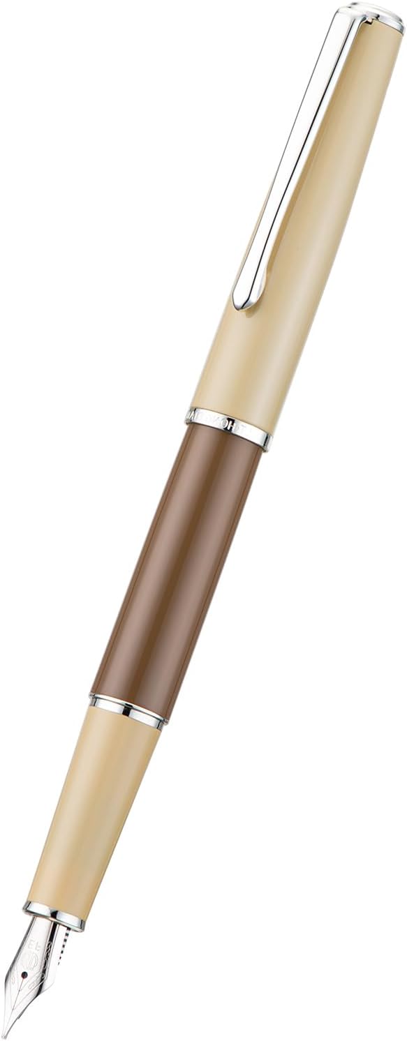 Asvine 920S Fountain Pen Brown Metal Pen, Steel Fine Point Classic Pen with Ink Converter