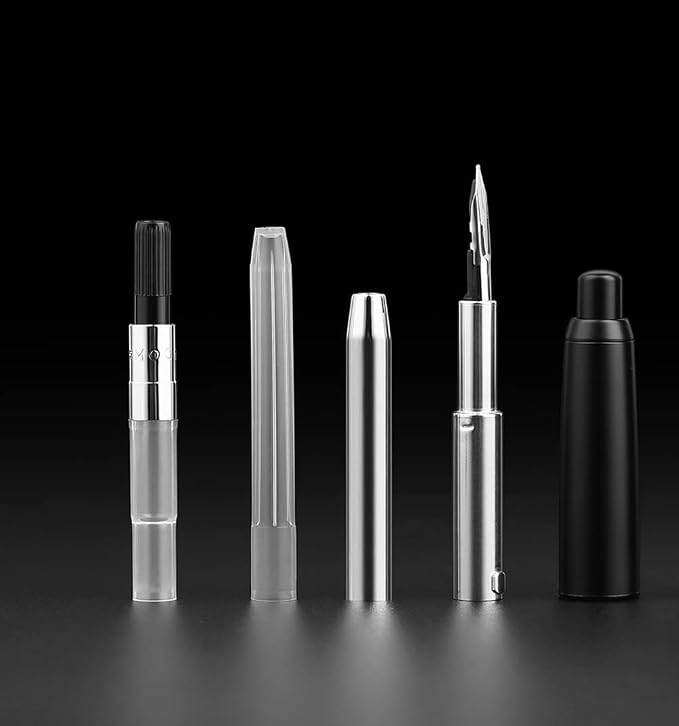 erofa Majohn A1 Press Fountain Pen with Box, Retractable Extra Fine Nib Metal Matte Black Ink Pen with Converter for Writing (No Clip Version)