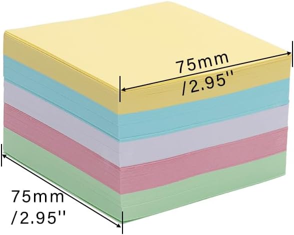 MEI YI TIAN 500 Sheets Bright Color Non-Sticky Blank Notes Cube 3x3 Inch 5 Colors Memo Paper Memo Pad Cubes for Taking Notes Reminders Writing Supplies