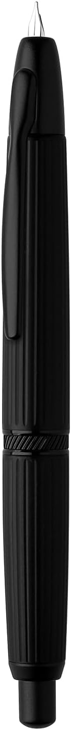 erofa Majohn A1 Retractable Fountain Pen Extra Fine Nib with Box, Black Stripe Press Ink Pen with Converter for Writing (With Clip Version)