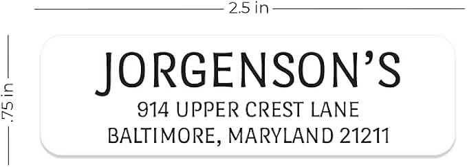 White with Black Print Modern Rolled Address Label/Roll of 250 Personalized Address Labels/Designer Return Address Stickers in Elegant Plastic Dispenser