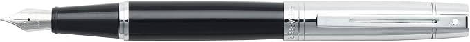 Sheaffer 300 Glossy Black Fountain Pen with Bright Chrome Cap, Chrome-Plated Trim, and Fine Nib
