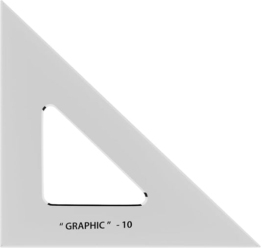 ALVIN - 10 inches Transparent Academic Acrylic Triangle Ruler 45/90 Degrees, Multipurpose Tool for Drafting, Design, and Architecture, Great for Machining and Woodworking
