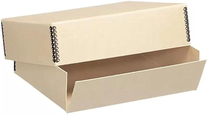 Lineco, Museum Acid-Free Drop-Front Storage Box, 11.5X15X3 inches, Tan | Archival Photo Box with Metal Edge, Storing Papers, Pictures, Prints, Documents, Crafts, DIY
