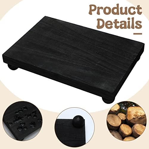 Amyhill Wood Pedestal Stand Kitchen Soap Tray Farmhouse Wooden Riser Stand for Kitchen Bathroom Counter Table Decor Plant Vases Display(Classic,Black,12 x 7 Inch)