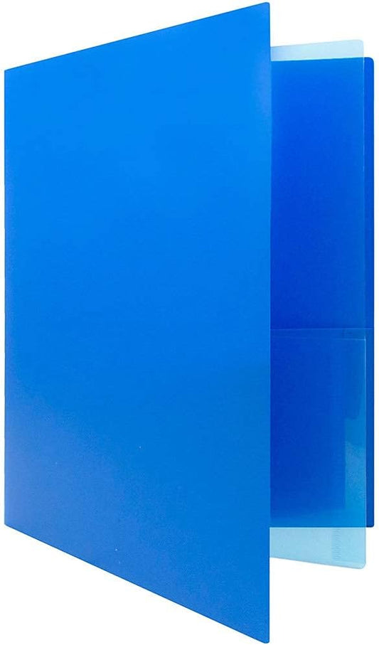 JAM PAPER Heavy Duty Plastic Multi Pocket Folders - 4 Pocket Organizer - Blue - 2/Pack