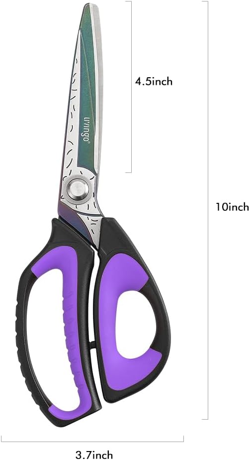 LIVINGO 10" Heavy Duty Multipurpose Shears for Shop & Garden (Black/Purple) | Forged Stainless Steel With Titanium Coating Cuts Fabric, Cardboard, Pruning Branches, Household Materials, Rust-resistant