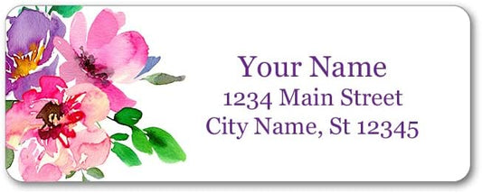 Personalized Return Address Labels - Colorful Watercolor Flowers - 60-1000 Custom Self-Adhesive Stickers