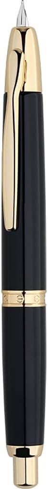 erofa Majohn A1 Press Fountain Pen Fine Nib with Box, Retractable Black Metal Ink Pen with Converter Writing Set (Golden Clip Version)