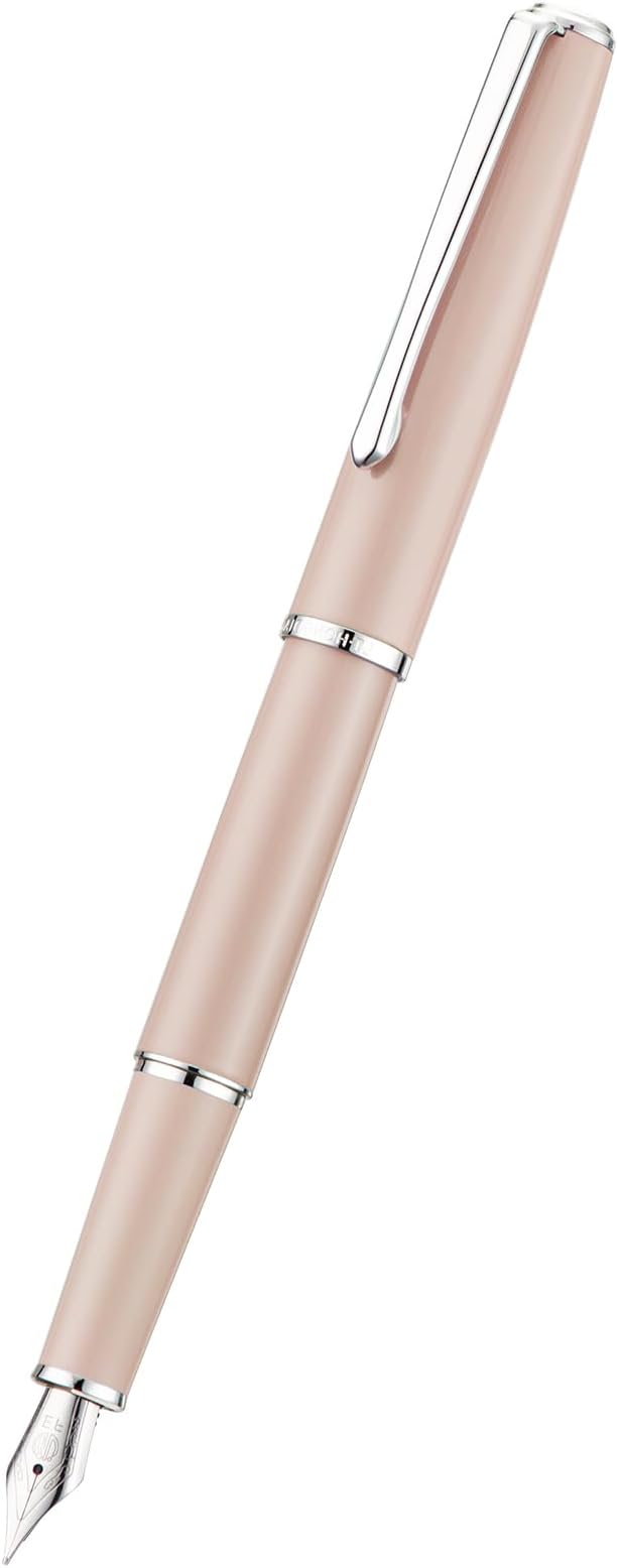 Hongdian 920S Fountain Pen Pink Metal Pen, Iridium M Nib Classic Pen with Ink Converter
