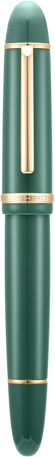 Jinhao X159 Dark Green Acrylic Fountain Pen, Size 8 Fine Nib Gold Trim Classic Design Smooth Writing Pen with Converter