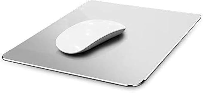 Vaydeer Hard Metal Aluminum Mouse Pad Clear Modern Smooth Magic Ultra Thin Double Side Design Mouse Mat Waterproof Fast and Accurate Control Compatible for Gaming and Office, Silver, 11.81X9.45 Inch