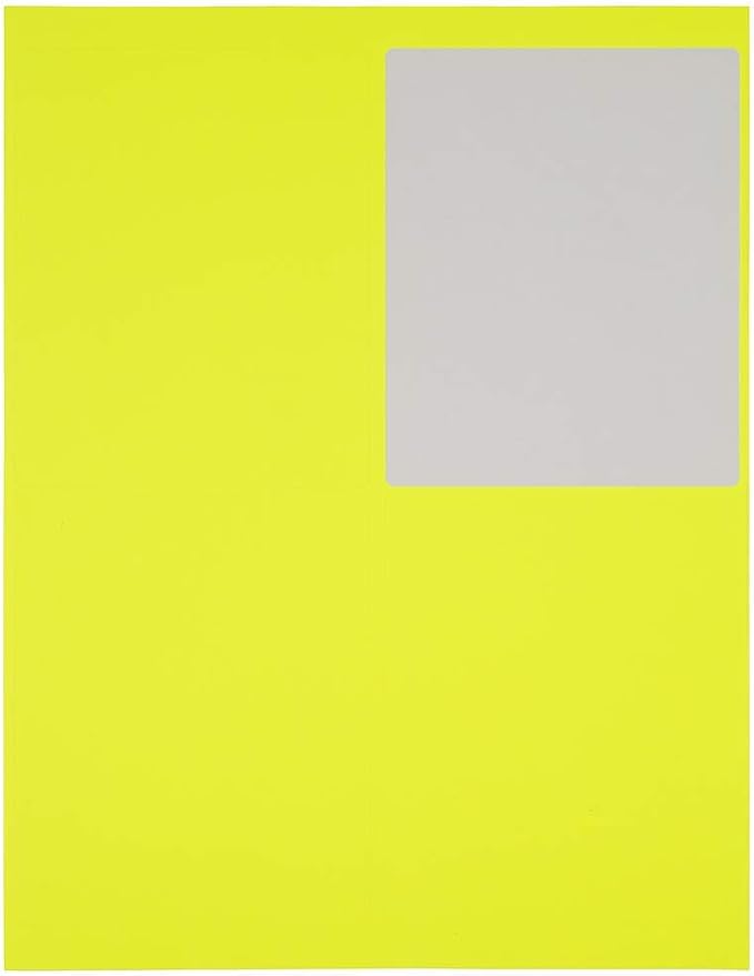 JAM PAPER Shipping Address Labels - 4 x 5 - Quarter Page/Extra Large - Neon Yellow - 120/Pack