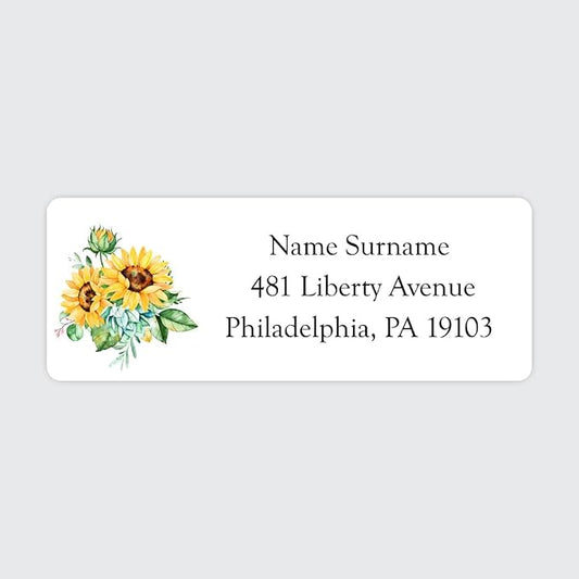 Dotty about Paper Personalized Watercolour Sunflowers - Return Address Labels x 100
