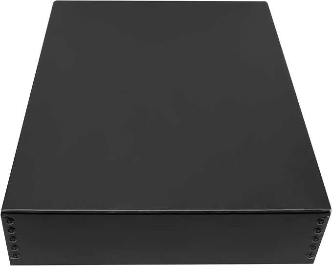 Golden State Art, Drop Front Archival Storage Box, 11.75"x15.25"x3"-Black | Acid-Free 11x14 Museum Photo Storage Box with Metal Edge, Preserve Documents, Prints, Poster, Photographs, Arts And Crafts