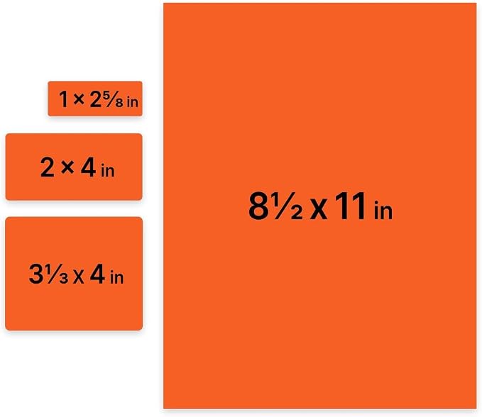 JAM PAPER Shipping & Mailing Address Labels - Multi Size Assortment - Orange - 370/Pack