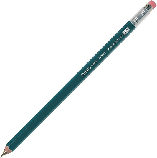 OHTO WN01 Wooden Mechanical Pencil, 0.5mm Fine Point, Standard Long Barrel, Green Body, Made from Incense Cedar, WN01-SP5-GN