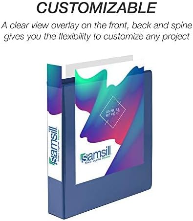 Samsill 4 Pack Durable 1.5 Inch 3 Ring Binders, Round Ring, Clear View Cover for Presentations, Blue