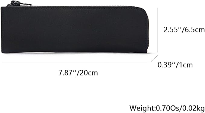 Oxford Pencil Case Slim Pencil Pouch Durable Zipper Stationery Bag Small Travel Use（Black/Oxford）