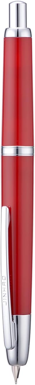 Jinhao 20 Press Retractable Fountain Pen Medium Nib with Converter Resin Writing Gift Pen, Wine Red