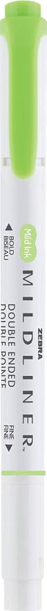 Zebra Pen MILDLINER No Bleed Highlighter, Green Color, Dual Tip, 12-Pack | Broad and Fine Point Tip Marker Set, Ideal for Bible Highlighting, Journaling, Office, School and Teacher Supplies (78140upc)
