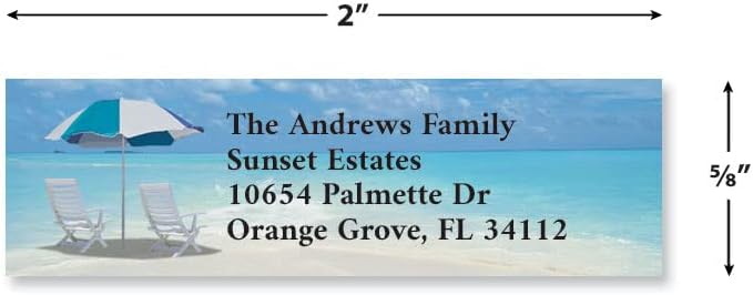 Colorful Images Beach Small Classic Mailing Labels, 240 | Calm Seas, 240 Count, Self-Adhesive on Flat-Sheet Labels, Customize with Name & Shipping Address