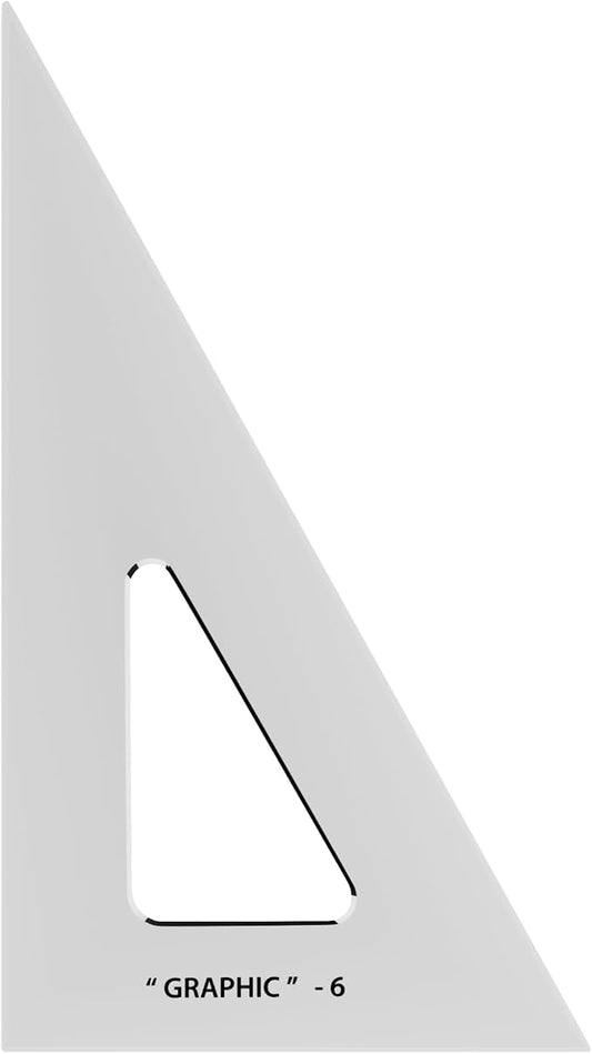 ALVIN - 6 inches Transparent Academic Acrylic Triangle Ruler 30/60 Degrees, Multipurpose Tool for Drafting, Design, and Architecture, Great for Machining and Woodworking