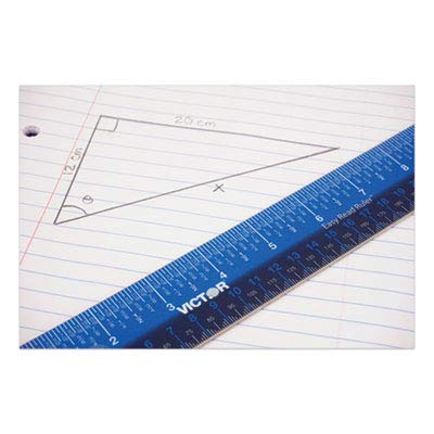 Victor Easy Read Stainless Steel Ruler, Standard/Metric, 12" Long, Blue