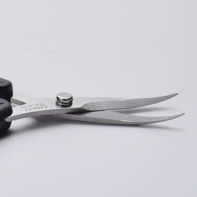 CANARY Spring Loaded Craft Scissors 6.3" [Curved Sharp Tips], Made in JAPAN, Razor Sharp Japanese Stainless Steel Blade, Black