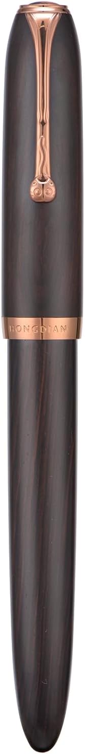 HONG DIAN A10 Fountain Pen, Fine Soft Nib Black Ebony Wood with Magnetic Cap Design and Metal Case Set