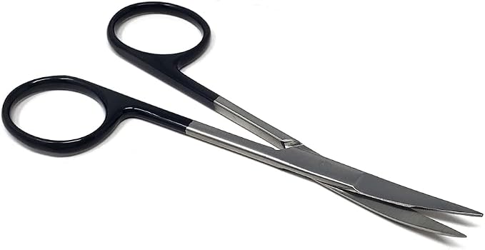 Premium Iris Scissors Micro Dissecting Scissors Curved 4.5" with Fine Sharp Blades Made of Stainless Steel Medical Surgical Tools (Black Handle)