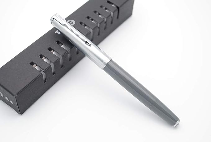 czxwyst 2019 New Version 601 Steel Cap Vacumatic Double Bead Fountain Pen (Battleship Grey with ink window)