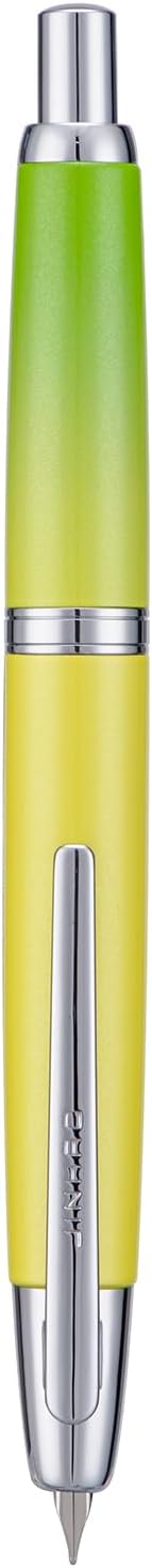 Jinhao 10 Press Fountain Pen with Box, Gradient Green Retractable Fine Nib with Ink Converter Set (Silver Clip)