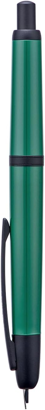 Jinhao 20 Press Retractable Fountain Pen Fine Nib with Converter Resin Writing Gift Pen, Dark Green with Black Clip